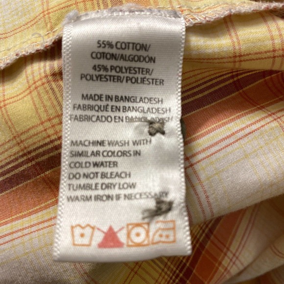 Wolverine Orange Plaid Mens Large Button Down Collared Short Sleeve - Picture 10 of 12